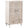 vidaXL Buffet Haut Blanc 60 x 33,5 x 100 cm Bois de mangue massif