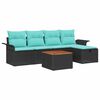 vidaXL Ensemble de canap&eacute; de jardin avec coussin 6 pcs Noir polyrotin