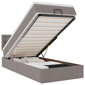 vidaXL Lit ottoman avec matelas et LED taupe 90x200 cm tissu