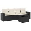vidaXL Salon de jardin 5 pcs avec coussins noir r&eacute;sine tress&eacute;e