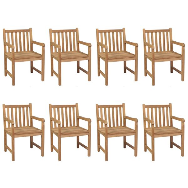 vidaXL Chaises de jardin lot de 8 avec coussins bleu Bois teck solide