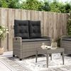 vidaXL Banc inclinable de jardin avec coussins gris r&eacute;sine tress&eacute;e