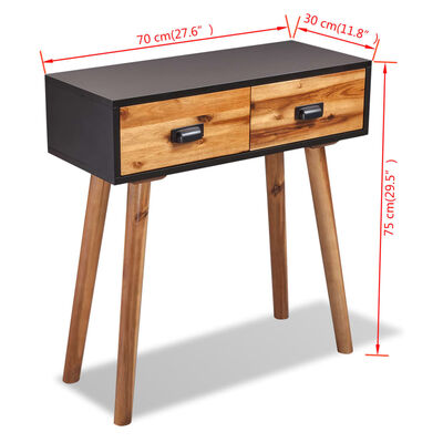 vidaXL Table console en bois massif d'acacia 70 x 30 x 75 cm