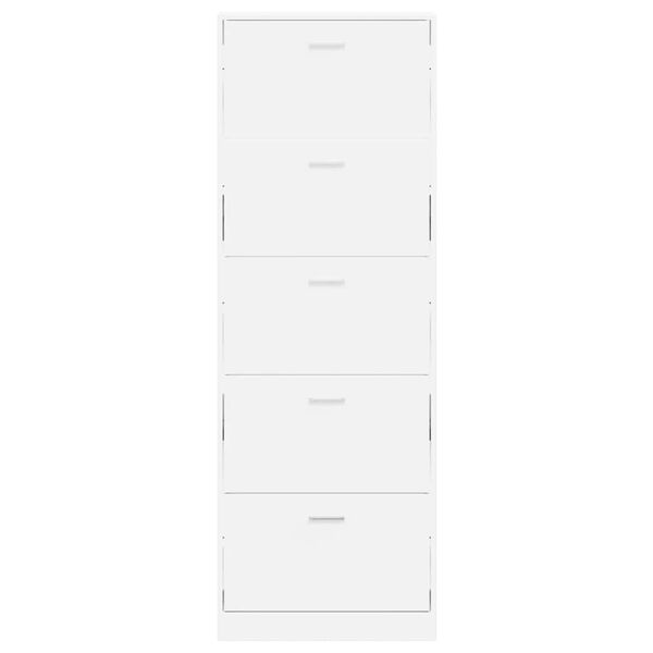 vidaXL Meuble &agrave; chaussures en bois avec 5 compartiments Blanc