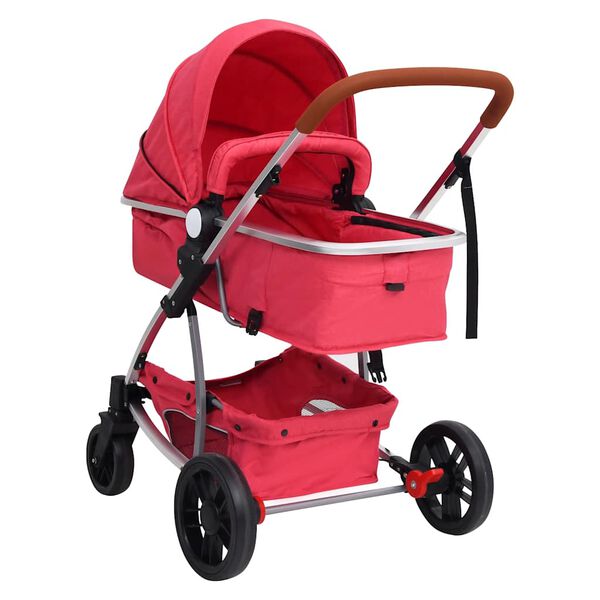 vidaXL Poussette pour b&eacute;b&eacute; 2-en-1 Rouge Aluminium