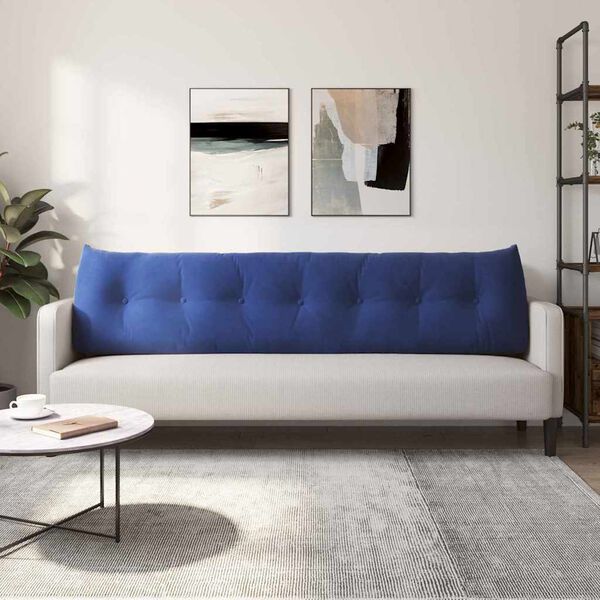 vidaXL Coussin de Dos Bleu police 200 x 24 x 50 cm Velours