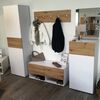FMD Armoire avec 2 portes 54,5x41,7x199,1 cm Blanc et ch&ecirc;ne artisanal