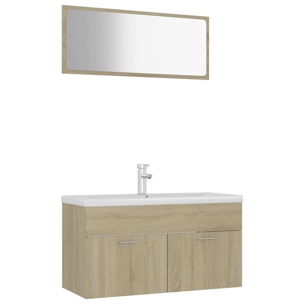 vidaXL Ensemble de meubles de salle de bain Ch&ecirc;ne sonoma Agglom&eacute;r&eacute;
