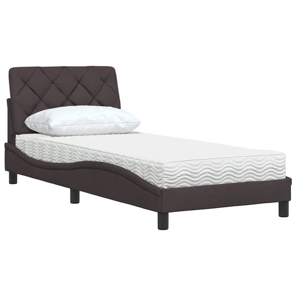 vidaXL Lit avec matelas marron fonc&eacute; 90x190 cm tissu