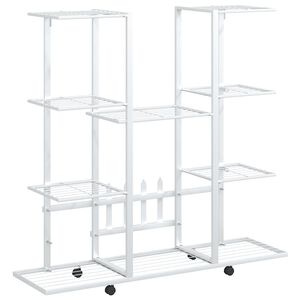 vidaXL Jardini&egrave;re avec roues 94,5x24,5x91,5 cm Blanc Fer