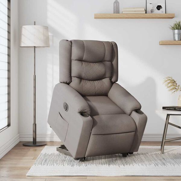 vidaXL Fauteuil inclinable &eacute;lectrique taupe tissu
