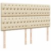 vidaXL Sommier &agrave; lattes de lit avec matelas Cr&egrave;me 200x200 cm Tissu