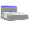 vidaXL Lit &agrave; ressort LED avec matelas Gris clair 200 x 200 cm tissu