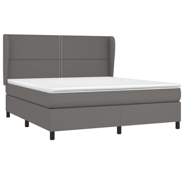 vidaXL Sommier &agrave; lattes de lit avec matelas Gris 180x200 cm Similicuir