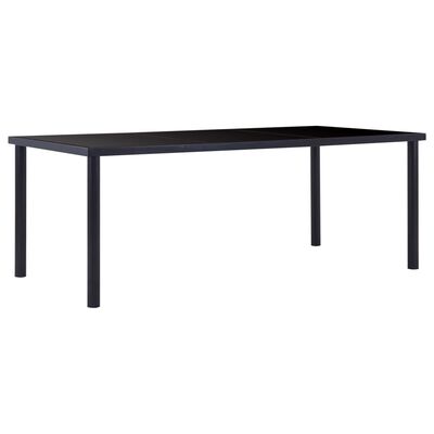 vidaXL Table de salle à manger Noir 200x100x75 cm Verre trempé