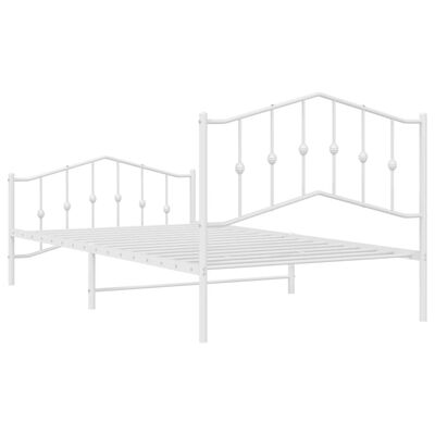 vidaXL Cadre de lit métal sans matelas et pied de lit blanc 100x200 cm