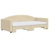 vidaXL Lit de jour avec gigogne et matelas cr&egrave;me 100x200 cm tissu