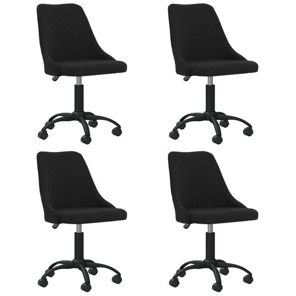 vidaXL Chaises pivotantes &agrave; manger lot de 4 noir tissu