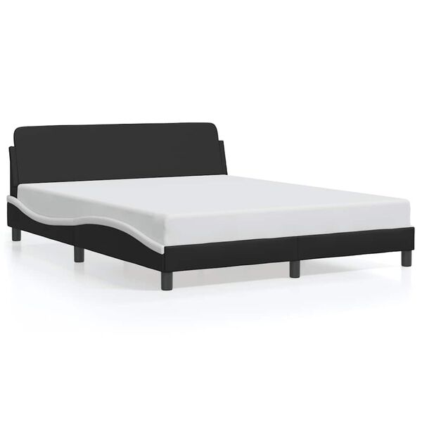 vidaXL Cadre de lit Dover noir et blanc 160x200 cm similicuir