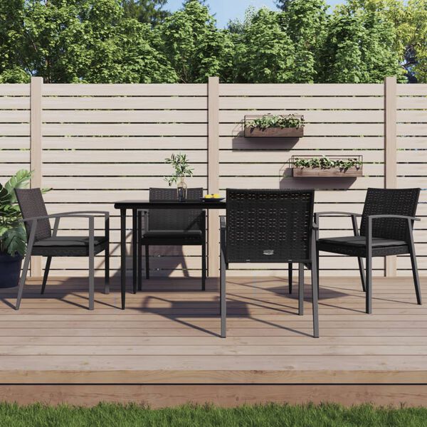 vidaXL Chaises de jardin et coussins lot de 4 noir 56,5x57x83 cm rotin