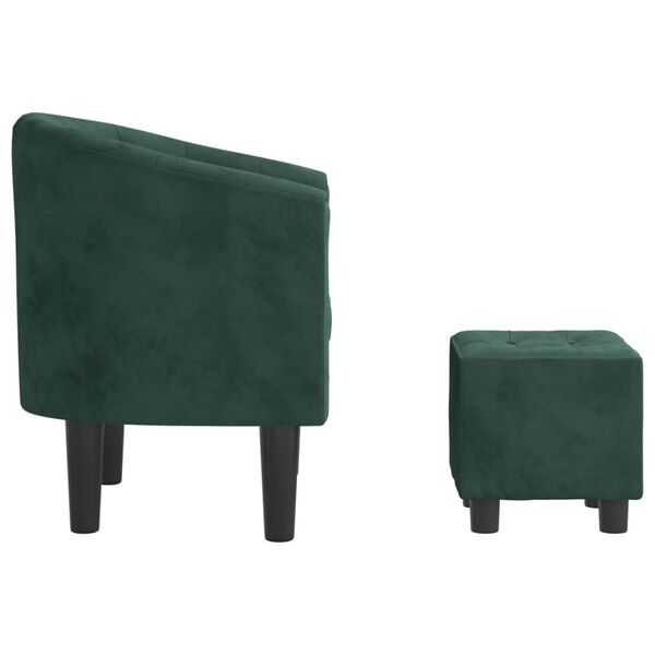 vidaXL Fauteuil avec repose-pied vert fonc&eacute; velours