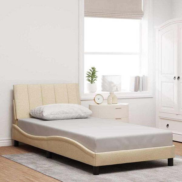 vidaXL Cadre de lit sans matelas Hanko cr&egrave;me 100x200 cm tissu