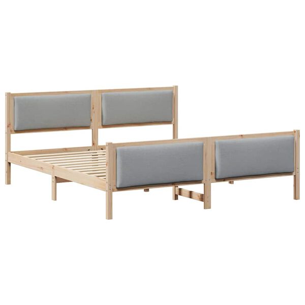 vidaXL Cadre de lit avec t&ecirc;te de lit Gris clair 200 x 200 cm tissu