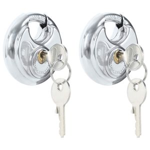 vidaXL Serrures Discus avec Cl&eacute;s 2 pcs Argent 7 x 2,4 x 7 cm