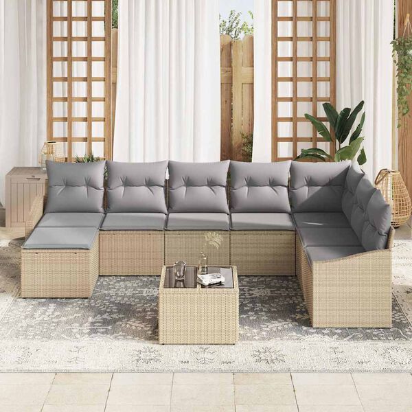 vidaXL Ensemble de canap&eacute; de jardin 8 pcs Beige et Gris clair