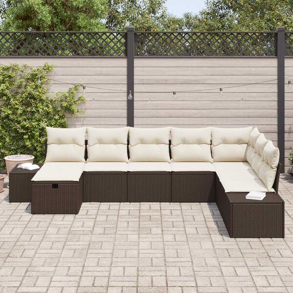 vidaXL Ensemble de canap&eacute; de jardin 8 pcs Marron Poly rotin
