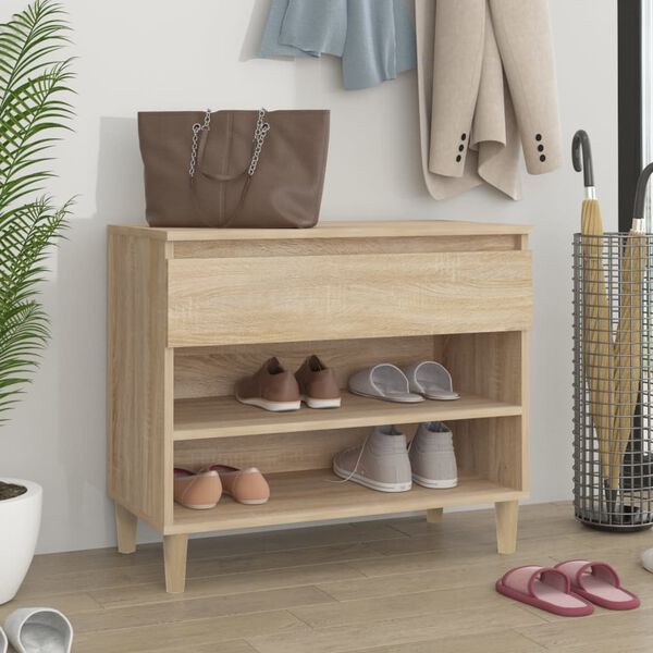 vidaXL Armoire &agrave; chaussures Ch&ecirc;ne sonoma 70x36x60 cm Bois d'ing&eacute;nierie
