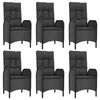 vidaXL Ensemble &agrave; manger de jardin coussins 7pcs Noir R&eacute;sine tress&eacute;e