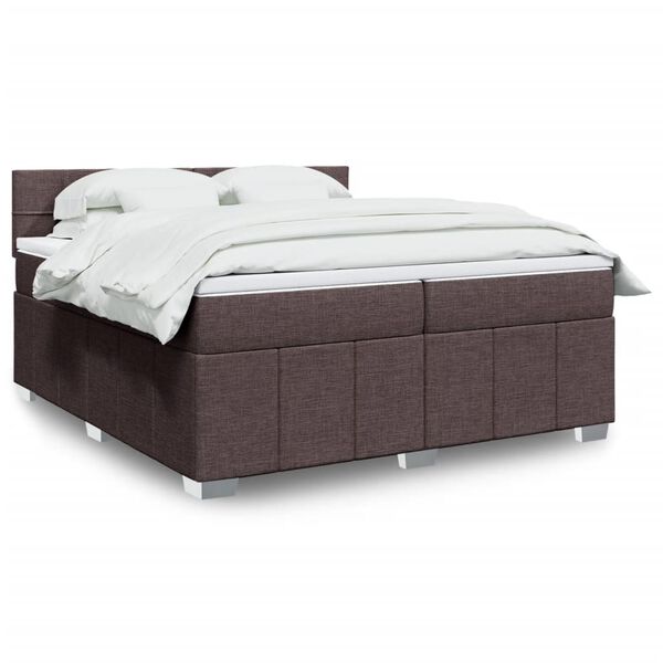 vidaXL Sommier &agrave; lattes de lit avec matelas Marron fonc&eacute; 200x200 cm