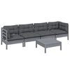 vidaXL Salon de jardin 5 pcs avec coussins bois de pin massif