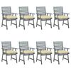 vidaXL Chaises &agrave; manger d'ext&eacute;rieur et coussins lot de 8 Acacia massif