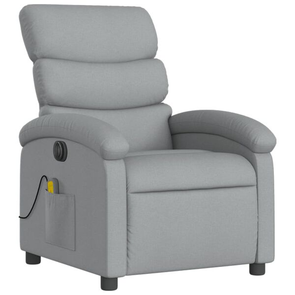 vidaXL Fauteuil de massage inclinable &eacute;lectrique gris clair tissu