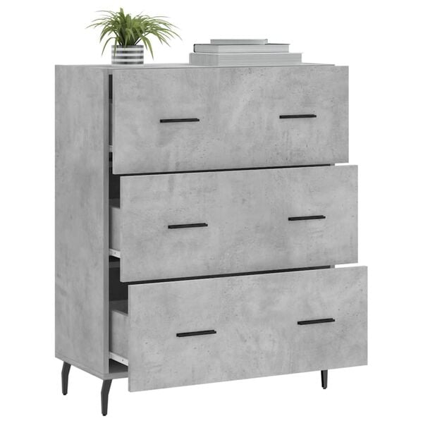 vidaXL Buffet gris b&eacute;ton 69,5x34x90 cm bois d'ing&eacute;nierie