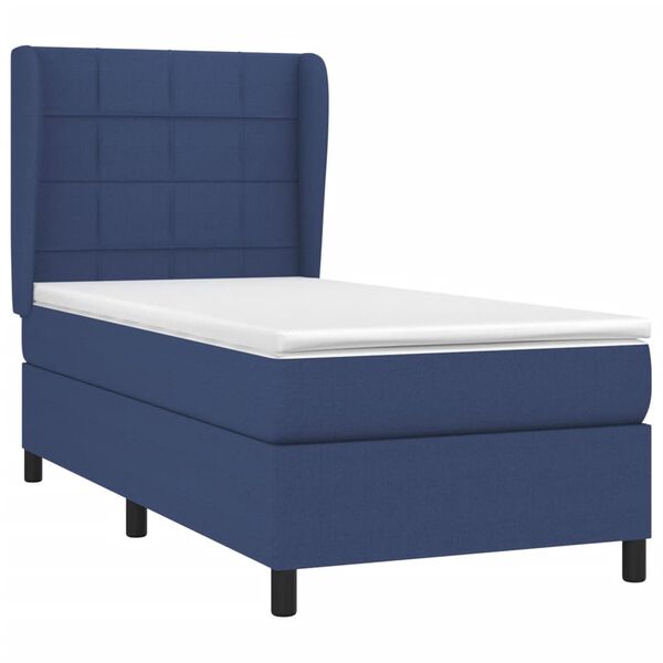 vidaXL Sommier &agrave; lattes de lit avec matelas Bleu 100x200 cm Tissu