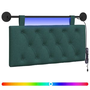 vidaXL T&ecirc;te de lit suspendue Avec lumi&egrave;re LED Vert fonc&eacute; Tissu