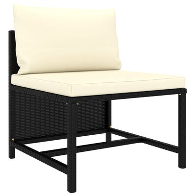 vidaXL Salon de jardin 3 pcs avec coussins Résine tressée Noir