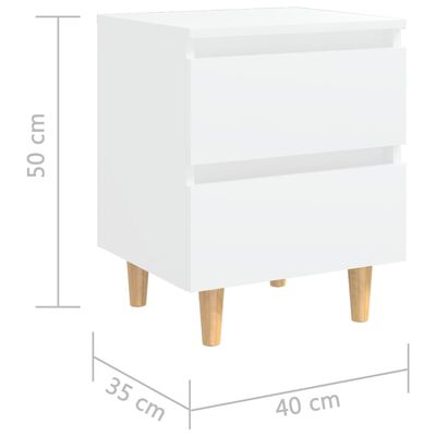 vidaXL Table de chevet avec pieds en pin Blanc 40x35x50 cm