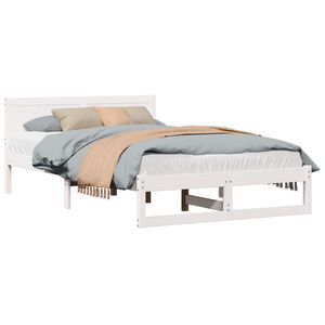 vidaXL Cadre de lit avec t&ecirc;te de lit Blanc 120 x 190 cm Pin massif