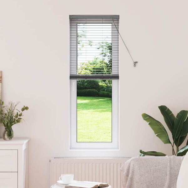 vidaXL Store de Fen&ecirc;tre avec des rideaux Gris fonc&eacute; Aluminium