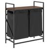 vidaXL Panier &agrave; linge &agrave; 2 compartiments avec &eacute;tag&egrave;re ch&ecirc;ne brun