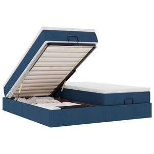 VidaXL Cadre de lit ottoman avec matelas bleu 160x200 cm tissu