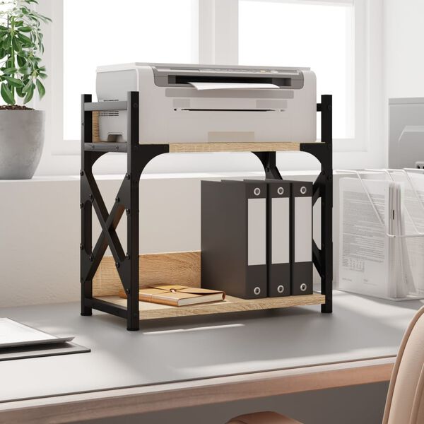 vidaXL Support d'imprimante &agrave; 2 niveaux ch&ecirc;ne sonoma 40x20x40 cm