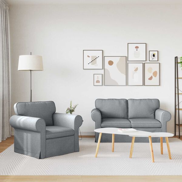 vidaXL Canap&eacute; 2 pcs Gris clair