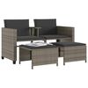 vidaXL Canap&eacute; de jardin 2 places avec table et tabourets gris rotin