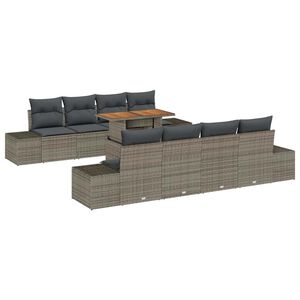 vidaXL Ensemble de canap&eacute; de jardin 9 pc Gris polyrotin