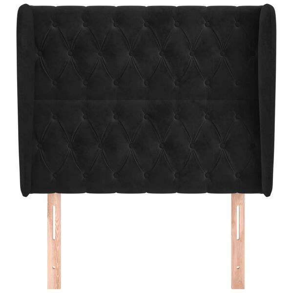 vidaXL T&ecirc;te de lit avec oreilles Noir 93x23x118/128 cm Velours